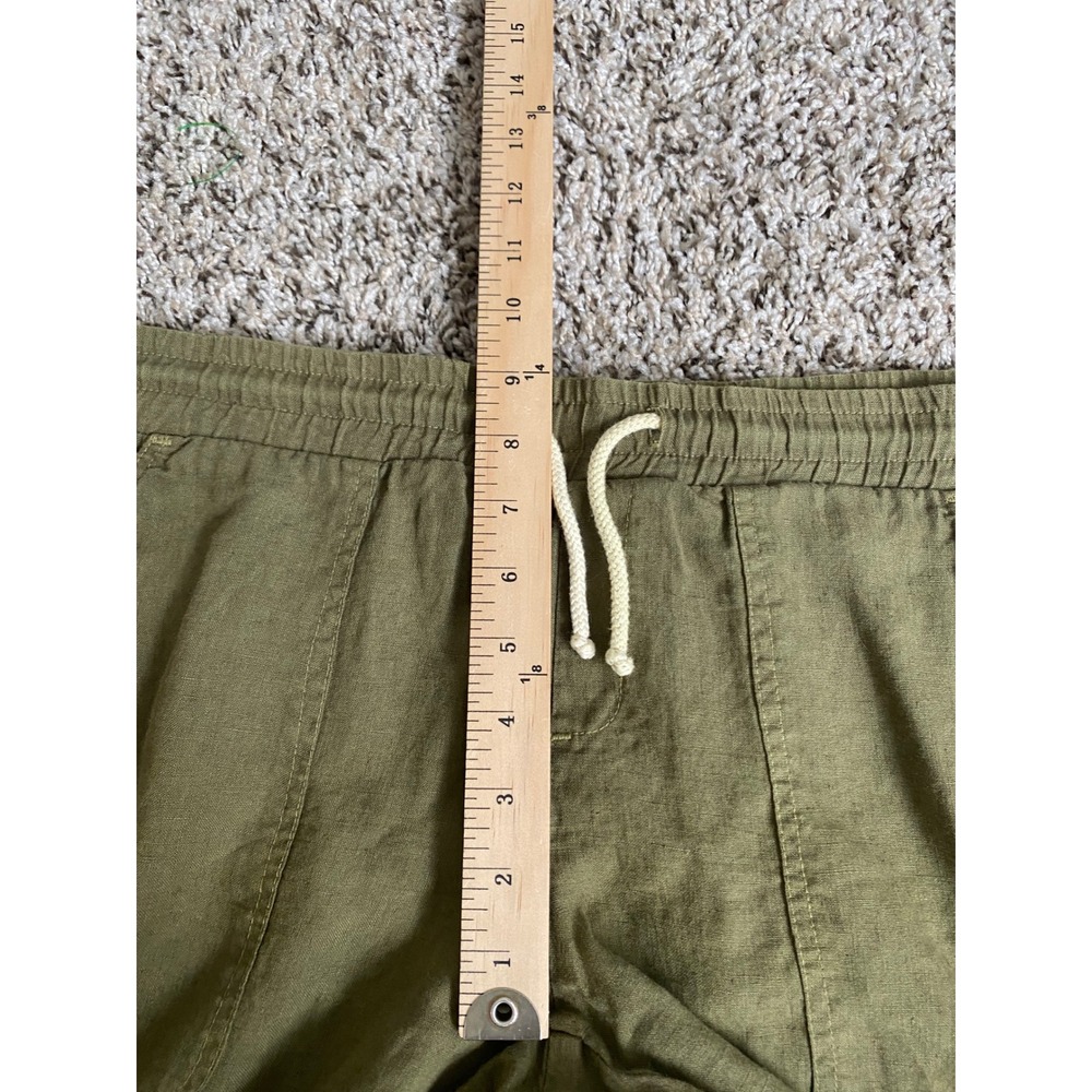 Cloth & Stone Womens Small Olive Green Linen Blend Roll Tab Drawstring Pants - Picture 6 of 10